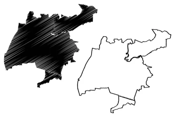 コロリョフ市 ロシア連邦 ロシア モスクワ州 地図ベクトル図 スクリブルスケッチコロレフ市またはカリーニングラード地図 — ストックベクタ