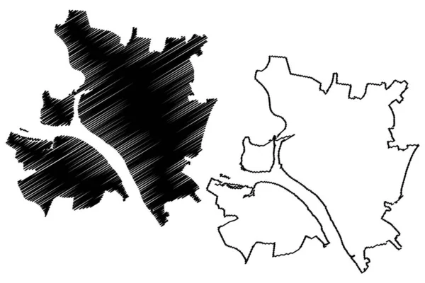 Kostroma City Fédération Russie Russie Illustration Vectorielle Carte Croquis Gribouillis — Image vectorielle