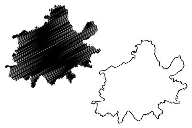 Kragujevac Şehri (Sırbistan Cumhuriyeti, Sumadija Bölgesi) harita vektör çizimi, çizim kenti Kragujevac haritası