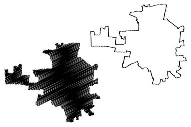 Kropyvnytskyi Şehri (Ukrayna) harita vektör illüstrasyonu, çizim şehri Yelisavetgrad, Zinovyevsk, Kirovo veya Kirovohrad haritası