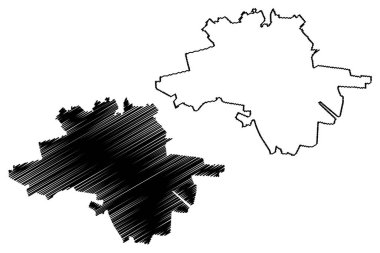 Rivne Şehri (Ukrayna) harita vektör çizimi, taslak Şehir Rivne haritası