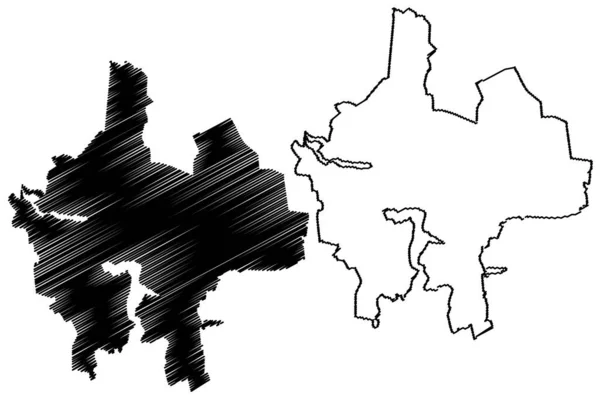 Nischni Tagil Stadt Russische Föderation Russland Oblast Swerdlowsk Kartenvektorillustration Kritzelskizze — Stockvektor