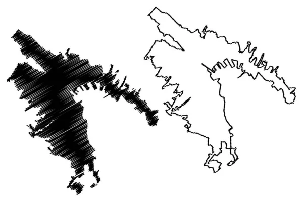 Novorossiysk市 俄罗斯联邦 俄罗斯 克拉斯诺达尔边疆区 地图矢量图解 草书绘制的Novorossiysk市地图 — 图库矢量图片