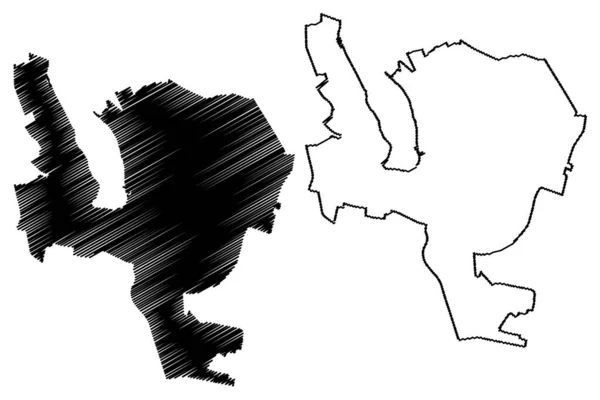 Ternopil City Ucrânia Mapa Ilustração Vetorial Esboço Rabiscos Cidade Tarnopol — Vetor de Stock