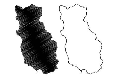 Bumthang İlçesi (Bhutan Bölgesi, Bhutan Krallığı) harita vektör ilüstrasyonu, çizim Bumthang haritası