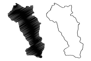 Paro Bölgesi (Bhutan Bölgesi, Butan Krallığı) harita vektör illüstrasyonu, çizim Paro haritası