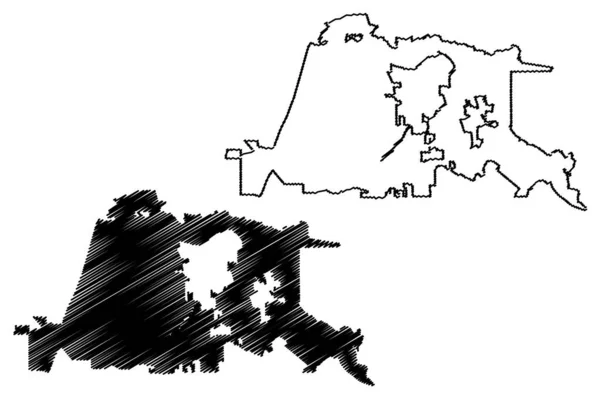 加利福尼亚奥兰治市 美国城市 美国城市 美国城市 地图矢量图解 速写的奥兰治市地图 — 图库矢量图片