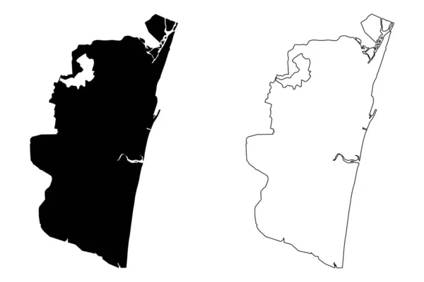 Chennai City Indická Republika Stát Tamil Nadu Mapa Vektorová Ilustrace — Stockový vektor