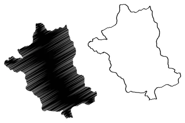 Mapa Wektora Ilustracji Szkic Szkic Zhemgang Dzielnice Bhutanu Królestwo Bhutanu — Wektor stockowy