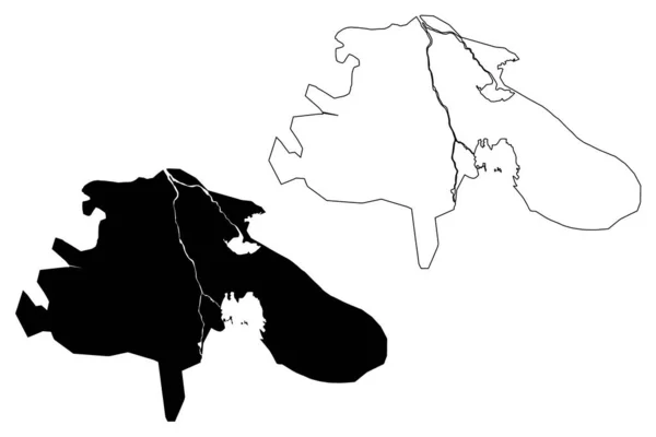 Rajkot City Republika Indie Stát Gudžarát Mapa Vektorová Ilustrace Načmáraný — Stockový vektor