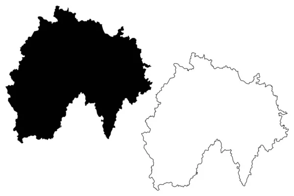 坎塔尔省 法兰西共和国 奥弗涅 阿尔卑斯地区 Ara 地图矢量图解 笔迹草图 — 图库矢量图片