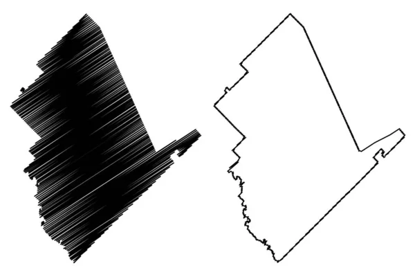 ダッジ郡 ジョージア州 アメリカ アメリカ アメリカ 地図ベクトル図 スクリブルスケッチダッジマップ — ストックベクタ