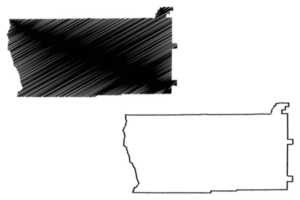 ダハティ郡 ジョージア州 アメリカ アメリカ アメリカ アメリカ 地図ベクトル図 スケッチブルなスケッチダハティ地図 — ストックベクタ