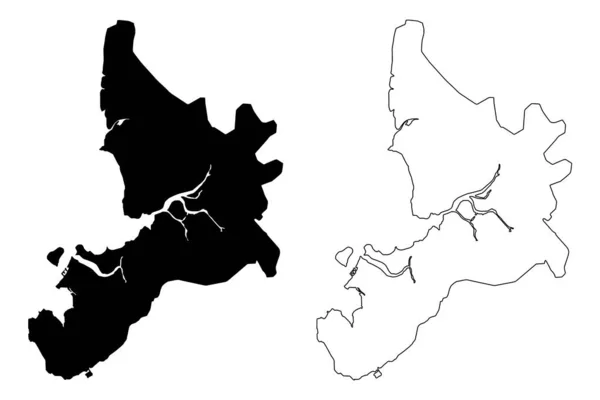 Navi Mumbai City República India Estado Maharashtra Mapa Vector Ilustración — Vector de stock