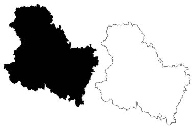 Yonne Departmanı (Fransa, Fransa Cumhuriyeti, Bourgogne-Franche-Comte bölgesi, BFC) harita vektör çizimi, karalama çizimi Yonne haritası