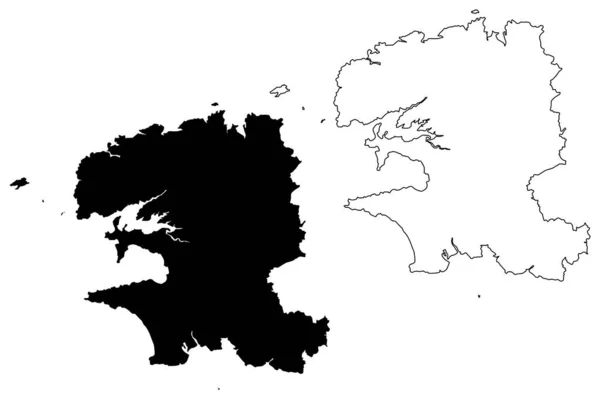 Finistere Department France French Republic Brittany Bretagne Region Map Vector — Vetor de Stock