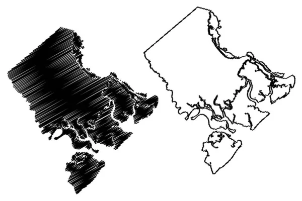 Chatham County Georgia County United States America Usa Mapa Vector — Vector de stock