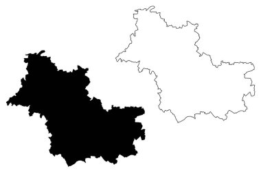 Loir-et-Cher Departmanı (Fransa, Fransa Cumhuriyeti, Centre-Val de Loire bölgesi) harita vektör çizimi, çizim çizimi Loir et Cher haritası