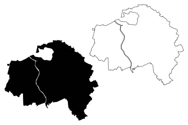 Val Marne省 法兰西共和国 法兰西岛地区 地图矢量图解 速写草图Val Marne地图 — 图库矢量图片