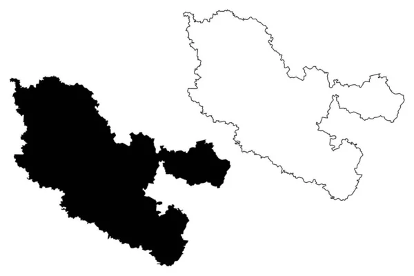 Departement Moselle Frankreich Französische Republik Region Grand Est Kartenvektorillustration Kritzelskizze — Stockvektor