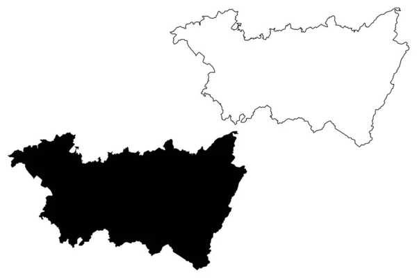 Vosges Department Frankreich Französische Republik Region Grand Est Kartenvektorillustration Kritzelskizze — Stockvektor