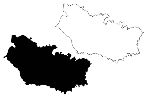 いくつかの部門 フランス フランス共和国 オート フランス地域 地図ベクトル図 スケッチいくつかの地図 — ストックベクタ