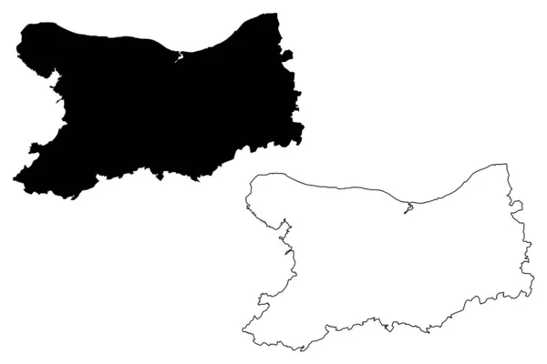 カルヴァドス県 フランス フランス共和国 ノルマンディーまたはノルマンディー地方 地図ベクトル図 スケッチブックカルヴァドス県地図 — ストックベクタ