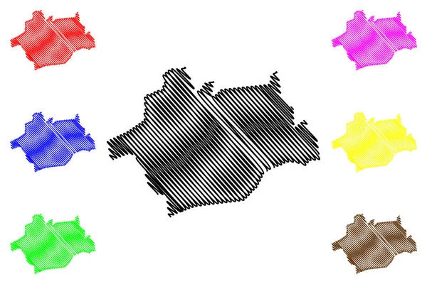 Ciudad Braga República Portuguesa Portugal Mapa Vector Ilustración Boceto Garabato — Archivo Imágenes Vectoriales