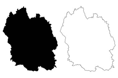 Lozere Departmanı (Fransa, Fransa Cumhuriyeti, Occitanie veya Occitania bölgesi) harita vektör çizimi, çizim Losera haritası