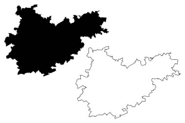 Tarn-et-Garonne Departmanı (Fransa, Fransa Cumhuriyeti, Occitanie veya Occitania bölgesi) harita vektör çizimi, çizim Tarn et Garonne haritası