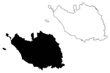 Vendee Departmanı (Fransa, Fransa Cumhuriyeti, Pays de la Loire bölgesi) harita vektör çizimi, çizim çizimi Vendee haritası