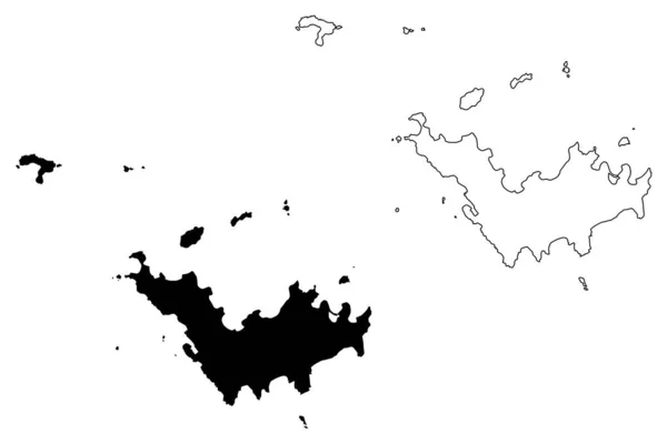 Saint Barthelemy Insel Frankreich Französische Republik Übersee Gemeinschaft Kartenvektorillustration Kritzelskizze — Stockvektor