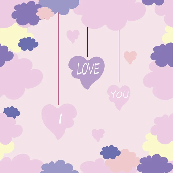 Fondo de pantalla con corazones y flores. vector de fondo . — Vector de stock