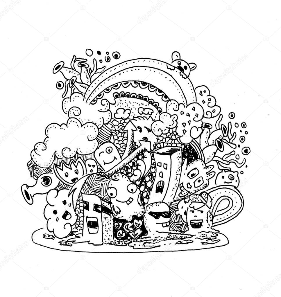 Doodle Art Illustration Stock Photo Soetamgmailcom 129027078