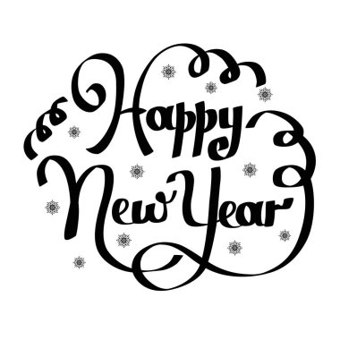 El yazı yazıt mutlu yeni yıl.