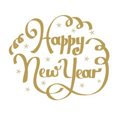 El yazı yazıt mutlu yeni yıl.