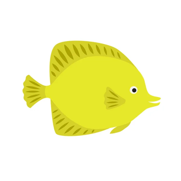 レモン イエローの魚。明るい海の魚 — ストックベクタ