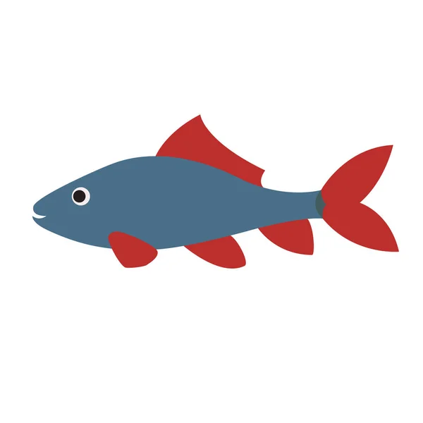 Poisson bleu avec nageoires rouges . — Image vectorielle