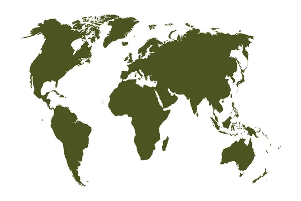 Kaki vettore mappa del mondo — Vettoriale Stock