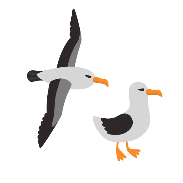 Uccello Albatross Set cartone animato vettoriale illustrazione — Vettoriale Stock