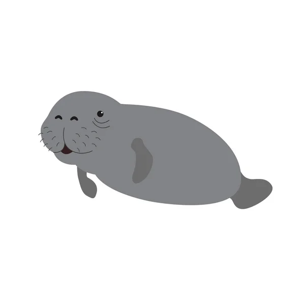 Schattige cartoon manatee. Vectorillustratie voor kinderen. — Stockvector