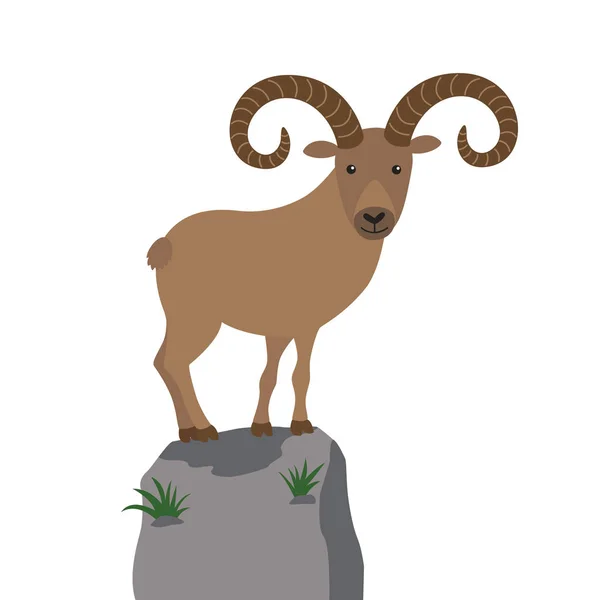 Mountain goat vector illustration for children — Stock Vector