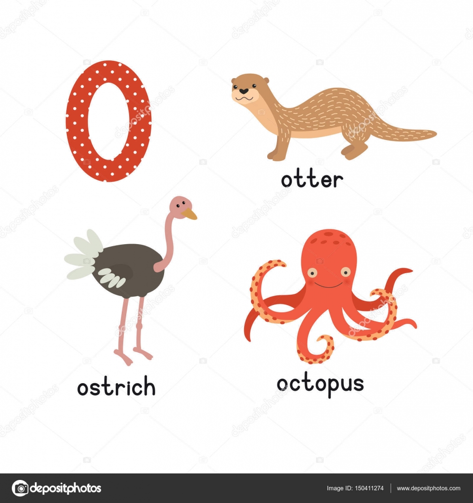 Set Animals With The Letter O Otter Ostrich Octopus Vector Illustration Stock Vector Image By C Nadja 77 Tut By 150411274