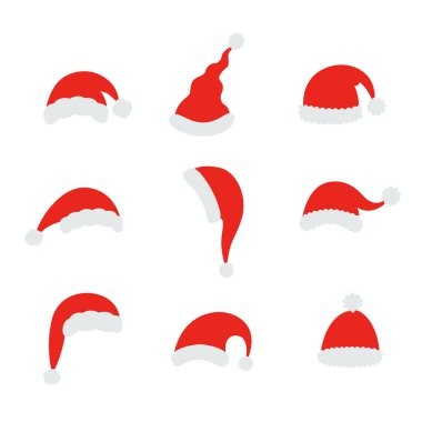 Noel Baba Noel şapka vektör çizim. Beyaz arka plan üzerinde izole kırmızı santa silindir şapka