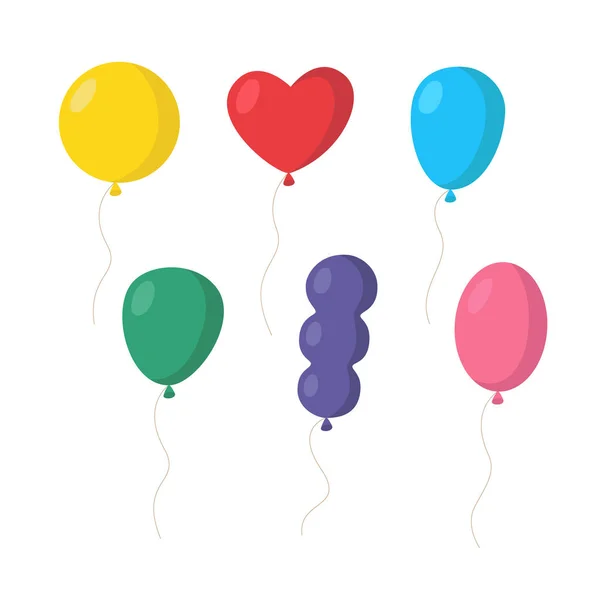 Conjunto de globos de colores varias formas — Vector de stock