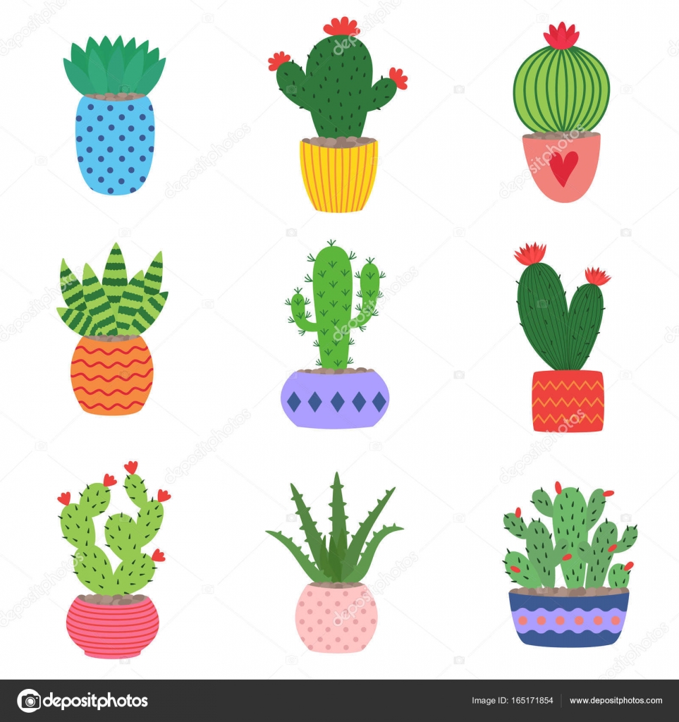 Vetores de Coleta Vetorial De Cactos Desenho Desenhado À Mão Conjunto De  Desenho Animado Ilustração e mais imagens de Flor - iStock