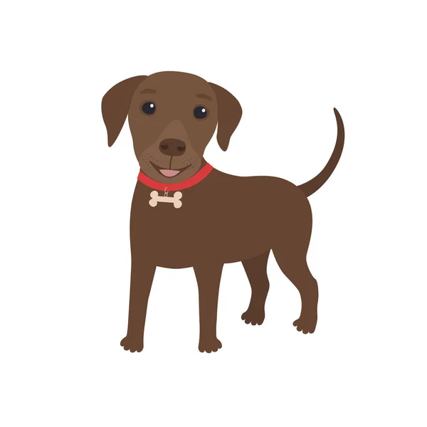 Κινούμενα σχέδια χαρακτήρα καφέ σκυλί λαμπραντόρ ευτυχισμένη — Διανυσματικό Αρχείο