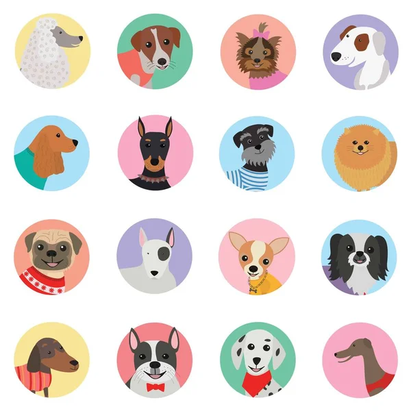 Vector sem costura fundo com cães ícone design plano —  Vetores de Stock