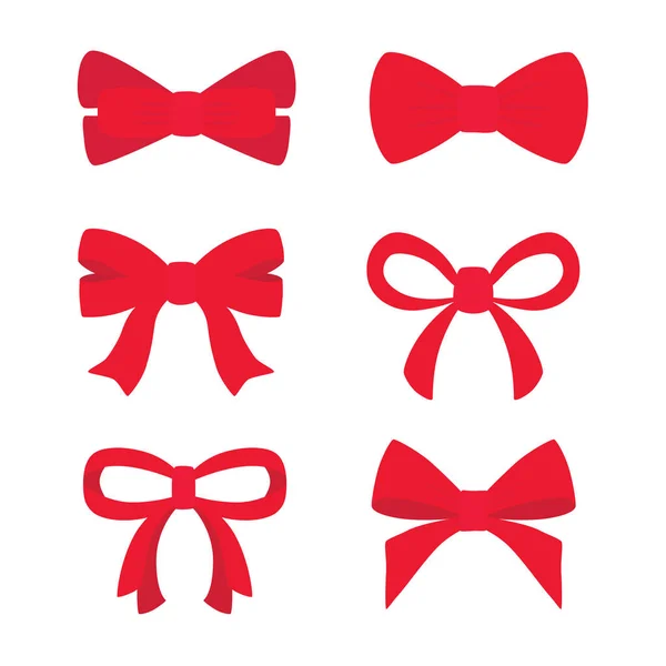 Red bow set for your design. Vector illustration isolated on white background. — Stock Vector