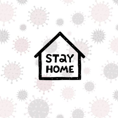 Corona virüsü tipografi poster tasarımında yazılıdır. Gezegeni Corona virüsünden kurtarın. Güvende olun, evde kalın..